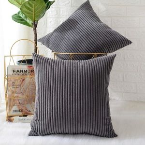 Two Gray Corduroy pillow covers